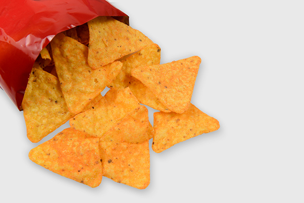 Assortment of packaged ultra-processed foods
